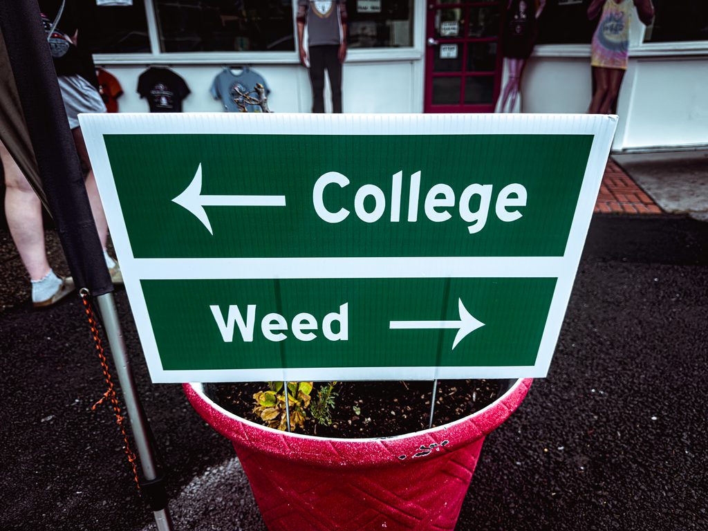 Severed_v1.zip 13 Road sign with arrows pointing left to College and right to Weed